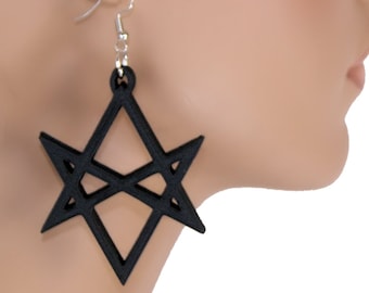 Thelema Unicursal Hexagram Earrings 3D printed Goth Satanic  Babalon earrings Lightweight Free Shipping MTcoffinz