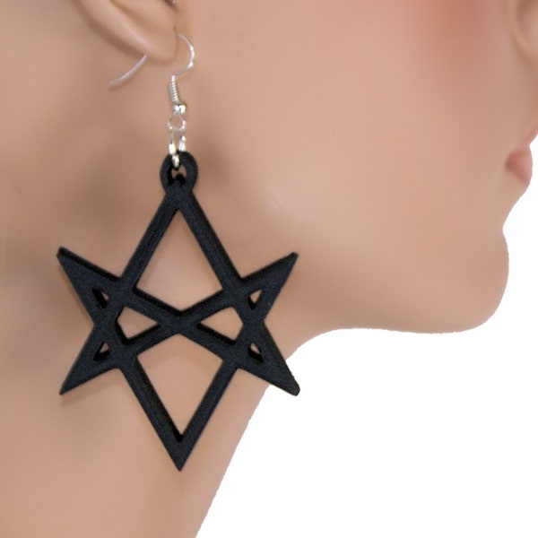 Thelema Unicursal Hexagram Earrings 3D printed Goth Satanic  Babalon earrings Lightweight Free Shipping MTcoffinz