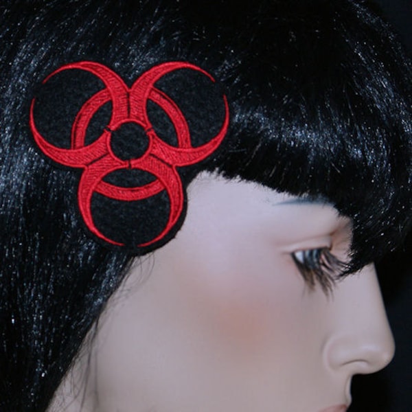 BioHazard Choose your own Color custom cyber goth Embroidered Hair Snap Clip MTCoffinz