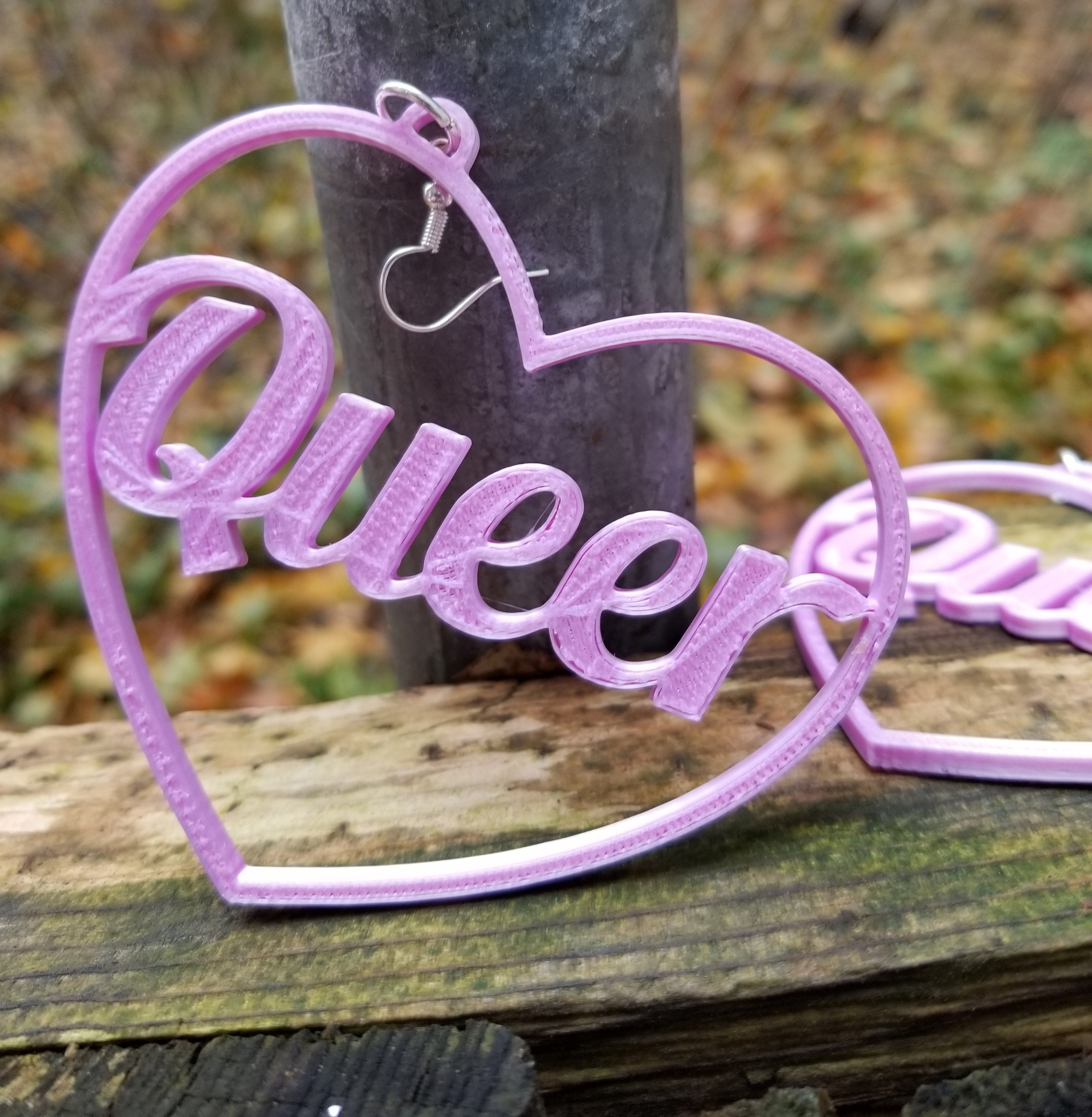 Queer Queerings Gay Pride LGBTQIA Heart Hoop Earrings Word Art Jewelr…