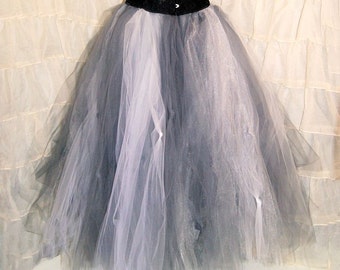 Silver Formal White Grey Shimmer Tulle Wedding Skirt sewn  and lined tutu Adult all sizes MTCoffinz