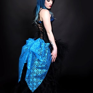 Short Pastel Turquoise Blue Lace Mid Length Bustle Lingerie Showgirl Wrap MTCoffinz - All Adult Sizes image 3