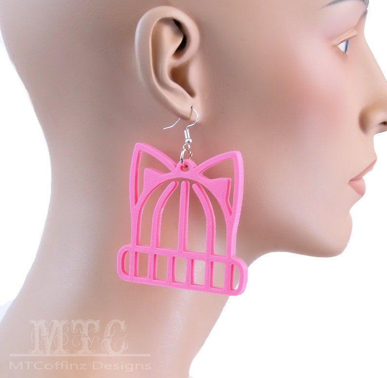 Pink Pussy Hat Earrings Kitty Cat Ears 3D printed Feminist Feminism Activist hoop Lightweight Free Shipping MTcoffinz