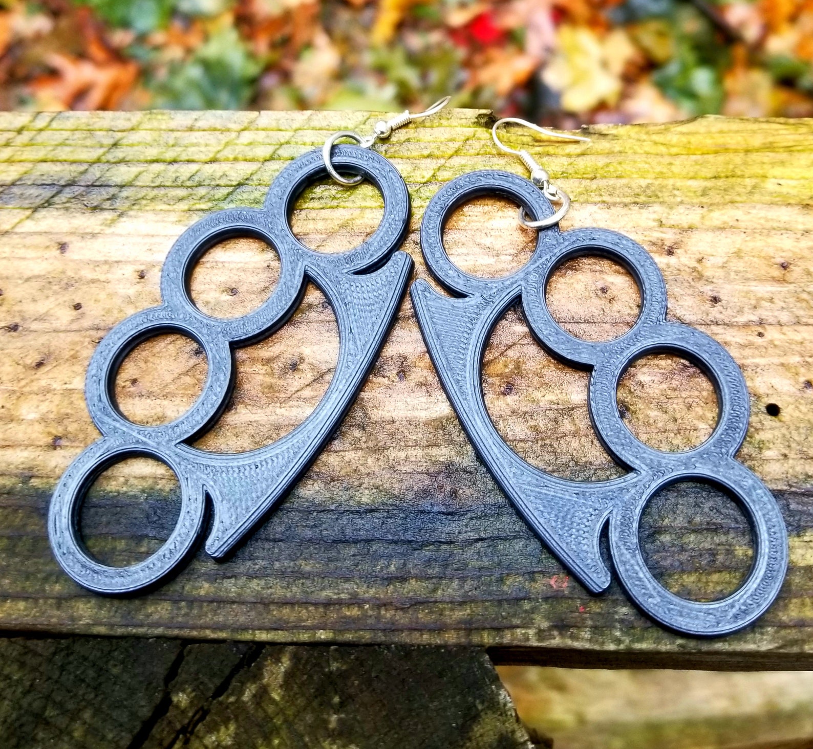 Brass Knuckles Knuckle Dusters Gothic Earrings 3D Printed Etsy