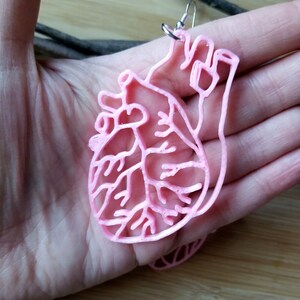 Human Heart Shaped Funny oversized statement Earrings 3D printed Lightweight Free Shipping MTcoffinz image 2