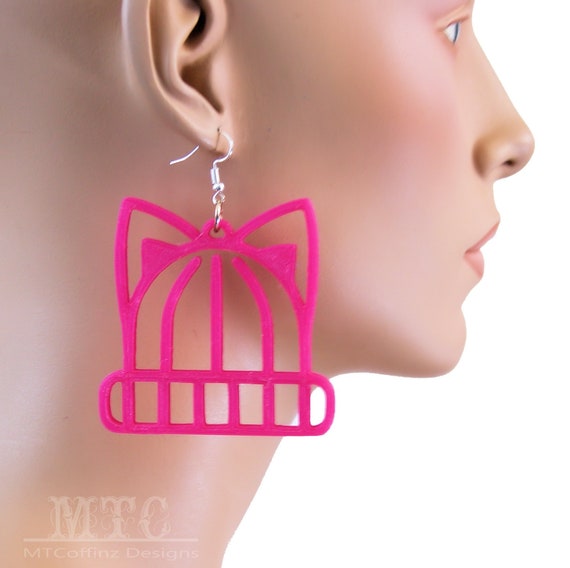 Pink Pussy Hat Earrings Kitty Cat Ears 3D printed Feminist Feminism Activist hoop Lightweight Free Shipping MTcoffinz