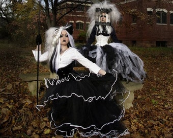 Gothic Circus Black and White Formal Tulle Skirt ALL SIZES MTCoffinz wedding tutu