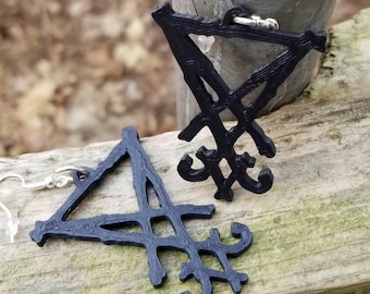 Lucifer Sigil Seal Of Satan 2 inch statement Earrings 3D printed Lightweight Free Shipping MTcoffinz