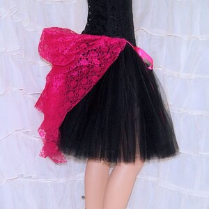 Short Bright Fuchsia Pink Lace Mid Length Bustle Wrap MTCoffinz All Adult Sizes image 5