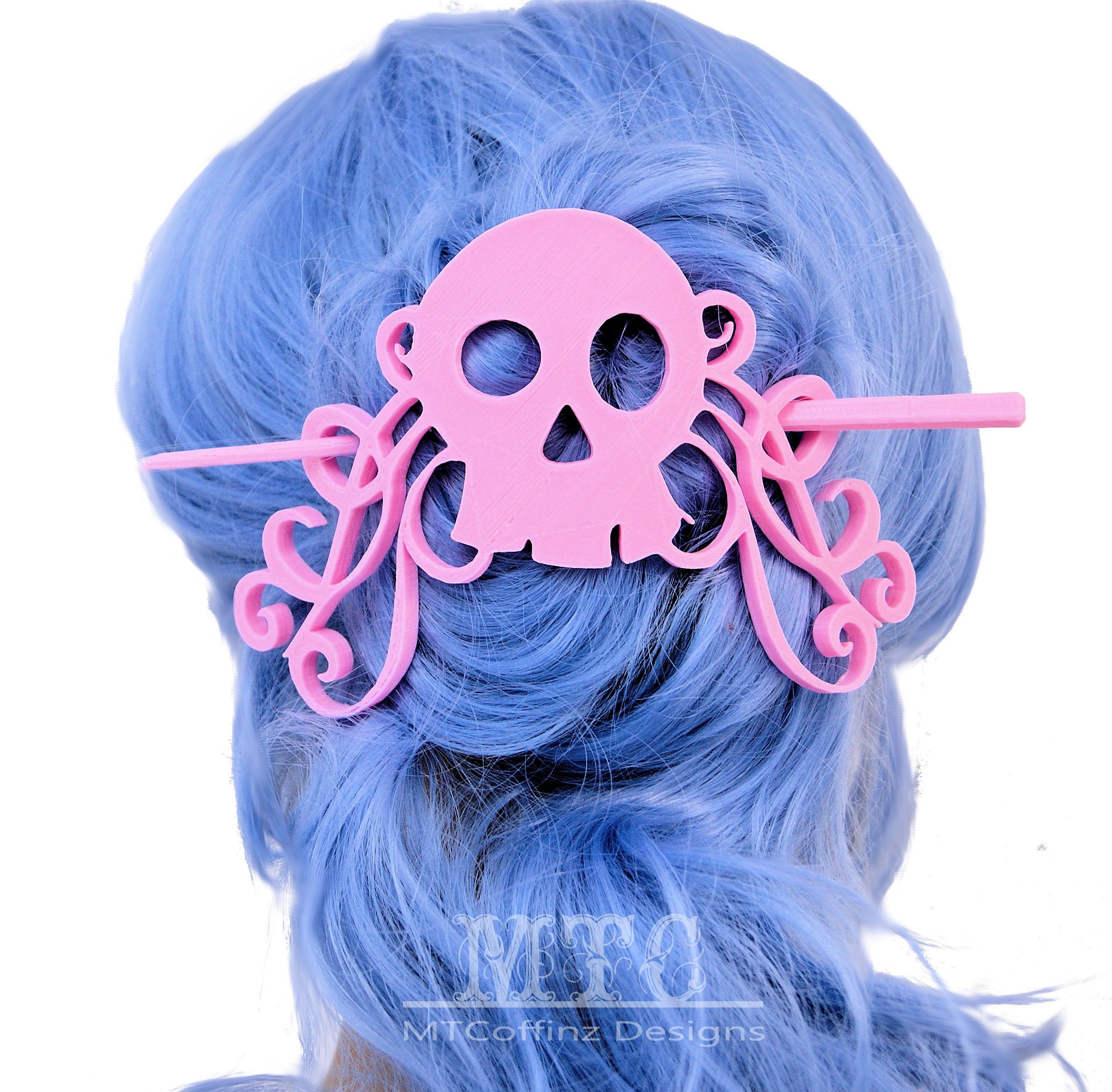 MTcoffinzUnderground Skull Flourish Bun Holder Hair Cage 3D Printed Long Hair Accessory Scarf Clip AnimeHair Pastel Goth Decoration MTcoffinz