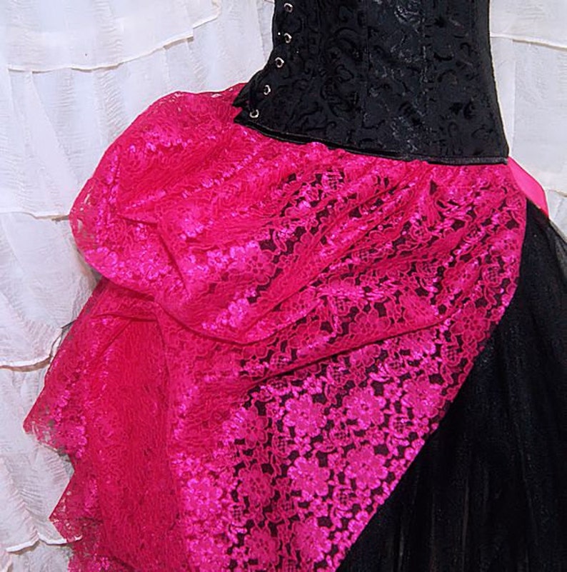 Short Bright Fuchsia Pink Lace Mid Length Bustle Wrap MTCoffinz All Adult Sizes image 4