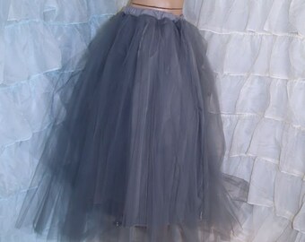 Formal Silver Gray Floor Length Tulle Skirt Adult All Sizes MTcoffinz