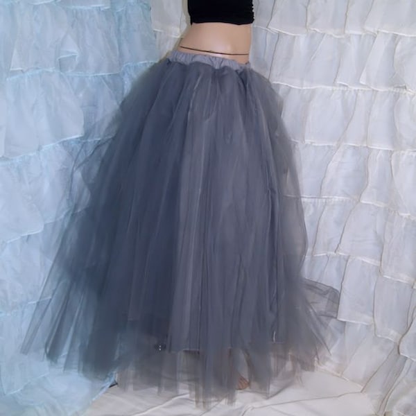 Formal Silver Gray Floor Length Tulle Skirt Adult All Sizes MTcoffinz