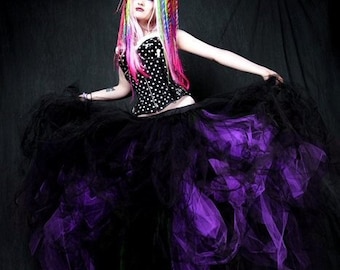 Black and Dark Purple Gothic Formal Wedding Tulle Skirt all sizes MTCoffinz
