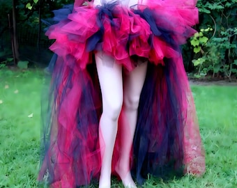 High Low skirt Red Black Gothic Wedding Formal Bustle Sewn TuTu Adult All Sizes MTCoffinz