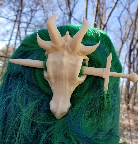 Dragon Skull Sword Bun Holder Hair Cage 3D Printed Long Hair