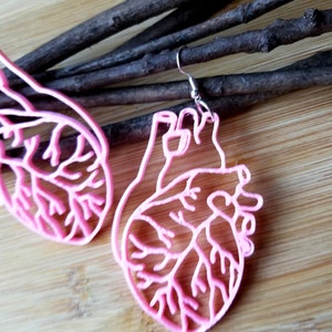Human Heart Shaped Funny oversized statement Earrings 3D printed Lightweight Free Shipping MTcoffinz image 3