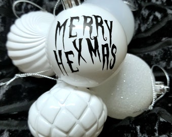 Merry Hexmas Decals 10 pack for Christmas ornaments DIY craft Gothmas Hexmas Tree Decoration Yule Gift Holiday Decor Xmas MTcoffinz