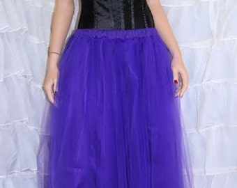 Dark Purple Floor Length Bridal Tutu Tulle Skirt Adult All Sizes MTcoffinz
