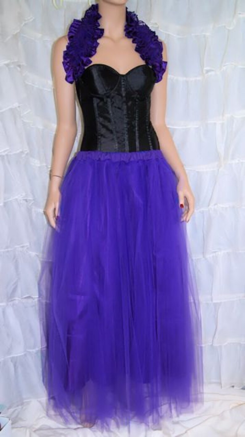 Dark Purple Floor Length Bridal Tutu Tulle Skirt Adult All Sizes MTcoffinz image 1