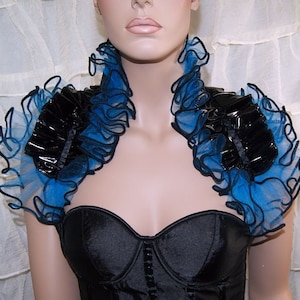 Turquoise Blue Tulle and Black PVC Shoulder Wrap - MTCoffinz- Ready to Ship