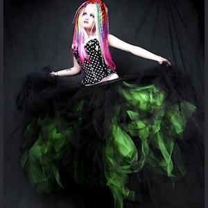 Tulle skirt statement piece Couture Neon Green Cyber Gothic Formal Wedding Skirt all sizes MTCoffinz