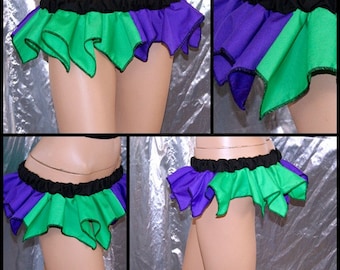 Green Purple Joker Split Ruffle Micro GoGo Skirt adult all Sizes MTCoffinz