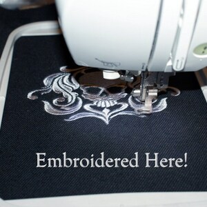Dark Green Cameo Black Raven Crow Bird Embroidered Fleece Arm Warmers MTCoffinz image 4