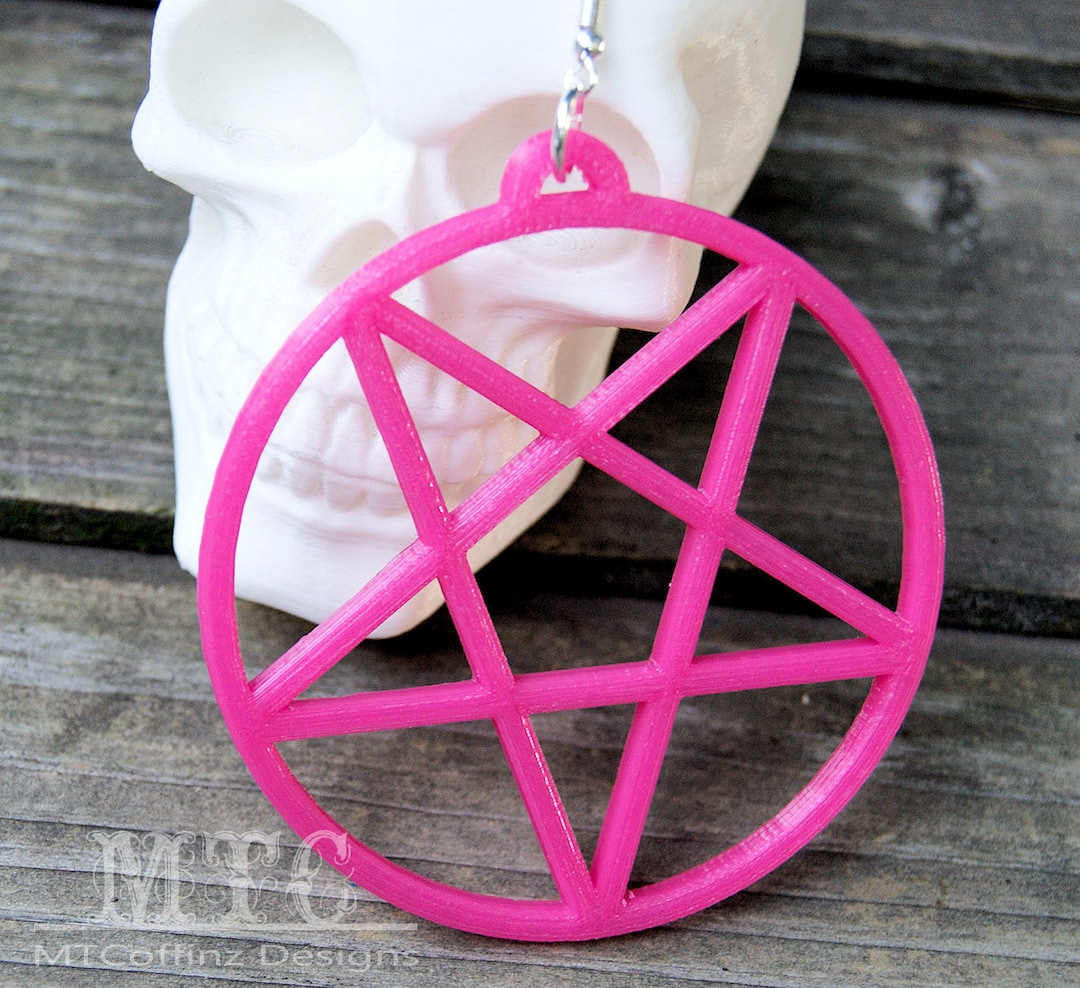 Silver Pentagram Earrings - Pentacle Design, Surgical Steel, Gothic Witch Pagan Halloween Jewelry