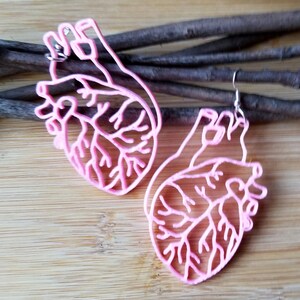 Human Heart Shaped Funny oversized statement Earrings 3D printed Lightweight Free Shipping MTcoffinz image 4