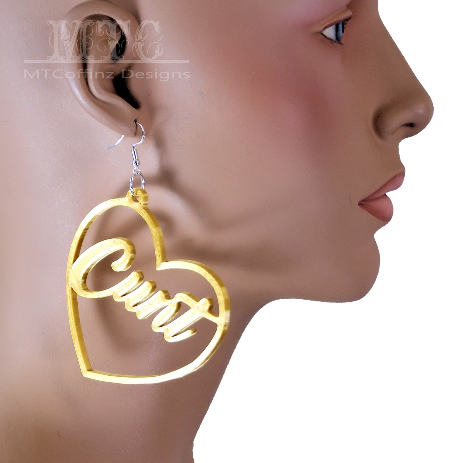 Cunt Heart Hoop Earrings 3D Printed Swear Word Feminist