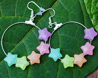 Glow in the Dark Star Rainbow Pride LGBTQ Gay Unisex  earrings Lightweight Free Shipping MTcoffinz