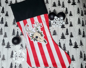 Calavera de reno Hexmas Corona macabra Morbid Gothmas Navidad Pagano Yule Holiday Decoration Stocking elige tus propios colores