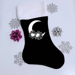 Sunflower Moon Green Garden  Witch Witchy Symbol Gothmas  Christmas Pagan Yule Holiday Decor Stocking, chose your own colors