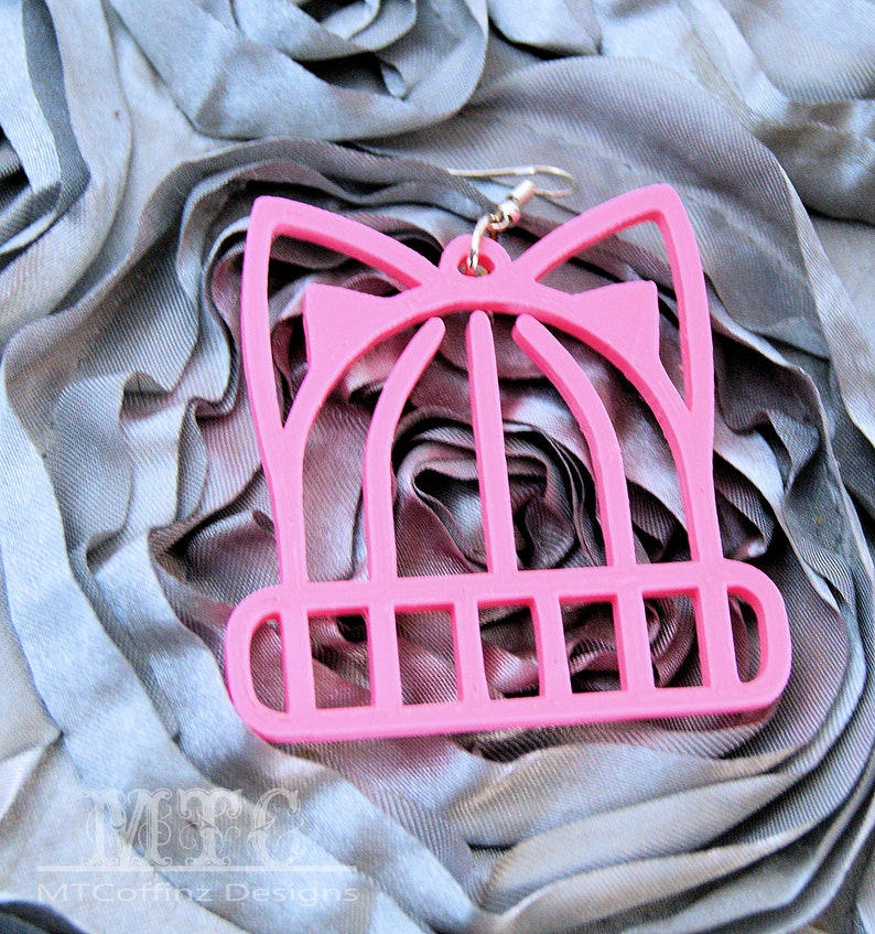 Pink Pussy Hat Earrings Kitty Cat Ears 3D printed Feminist Feminism Activist hoop Lightweight Free Shipping MTcoffinz