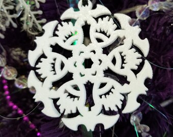 Bat Snowflake batflake Gothmas Hexmas Snowflake Tree Decoration 3d Printed Yule Gift Holiday Decor Xmas Oddities bats Macabre MTcoffinz