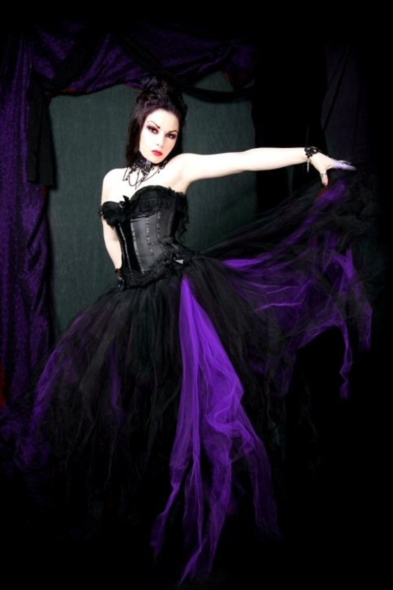 Black and Dark Purple Gothic Formal Wedding Tulle Skirt all sizes MTCoffinz