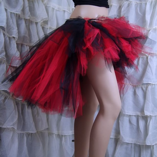 Red Black Goth high low Knee Length Bustle Sewn TuTu Adult All Sizes MTCoffinz