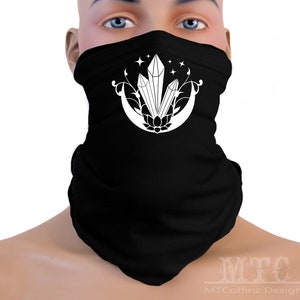 Crystal Moon Neck Gaiter Bandanna Mask Face Cover Machine Washable Reusable Made in USA  Unisex Tube Scarf Balaclava Dreadband MTcoffinz