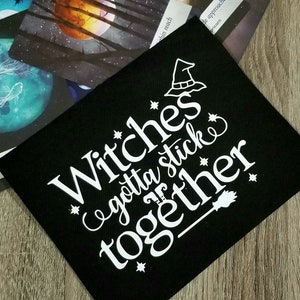 Sew on patch witch broom witchy vibes raw fraying frayed edge  denim vintage punk style