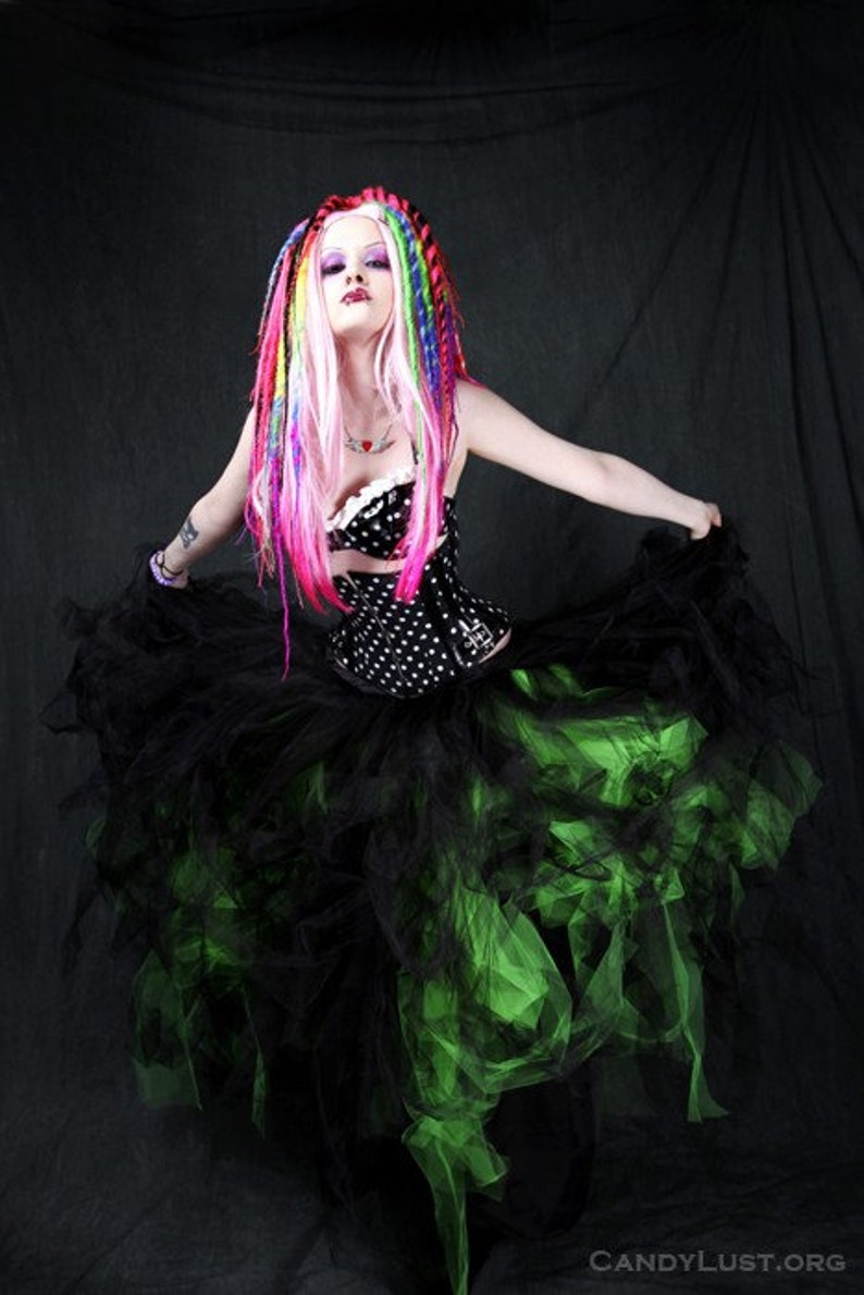Neon Green Cyber Skirt with Black Accents for a Unique and Bold Style main image 0