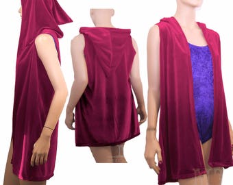 velvet cardigan coverup with pixie hood choose from 15 colors MTcoffinz festival rave sweater vest