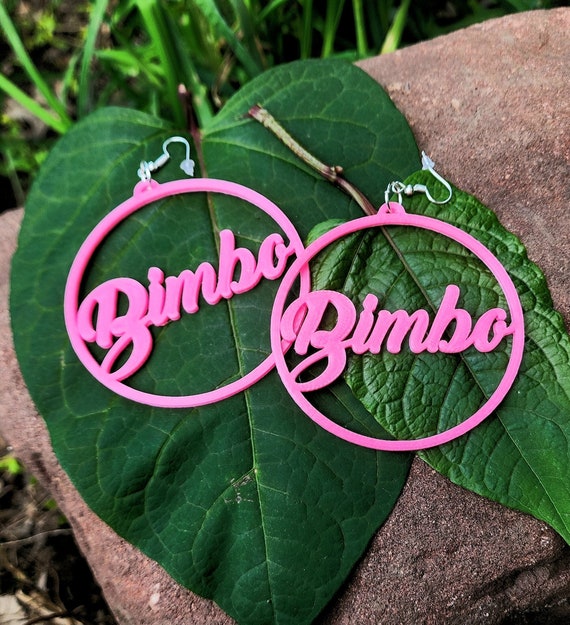 Bimbo Oversized Hoop Earrings Plant Based Plastic Eco Friendly Word Jewelry 3D Printed Statement Lightweight MTCoffinz