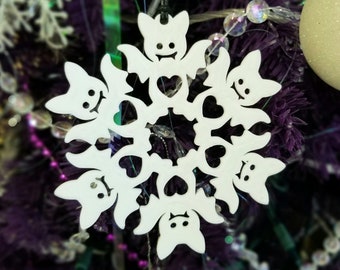 Cute Bat Snowflake batflake Gothmas Hexmas Tree Decoration 3d Printed Yule Gift Holiday Decor Xmas Oddities Bones Macabre MTcoffinz