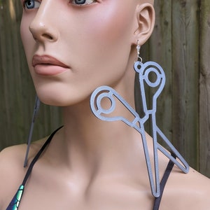 Giant Scissors Door Knocker Earrings Lesbian Or Hair Dresser Seamstress Wacky Unique LGBTQ Lightweight  MTcoffinz