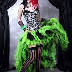 High Low tulle formal Neon Green and Black Trashy Wedding Bride Formal Bustle TuTu Adult All Sizes MTCoffinz