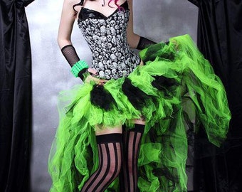 High Low tulle formal Neon Green and Black Trashy Wedding Bride Formal Bustle TuTu Adult All Sizes MTCoffinz