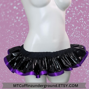 Black and Purple Shiny PVC Pleather Micro Mini Booty Sexy Skirt all sizes choose your length MTCoffinz