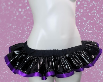 Black and Purple Shiny PVC Pleather Micro Mini Booty Sexy Skirt all sizes choose your length MTCoffinz