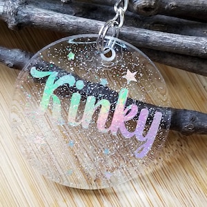 Kinky Kink Holographic Glitter Resin Acrylic Keychain Bag Charm  MTcoffinz